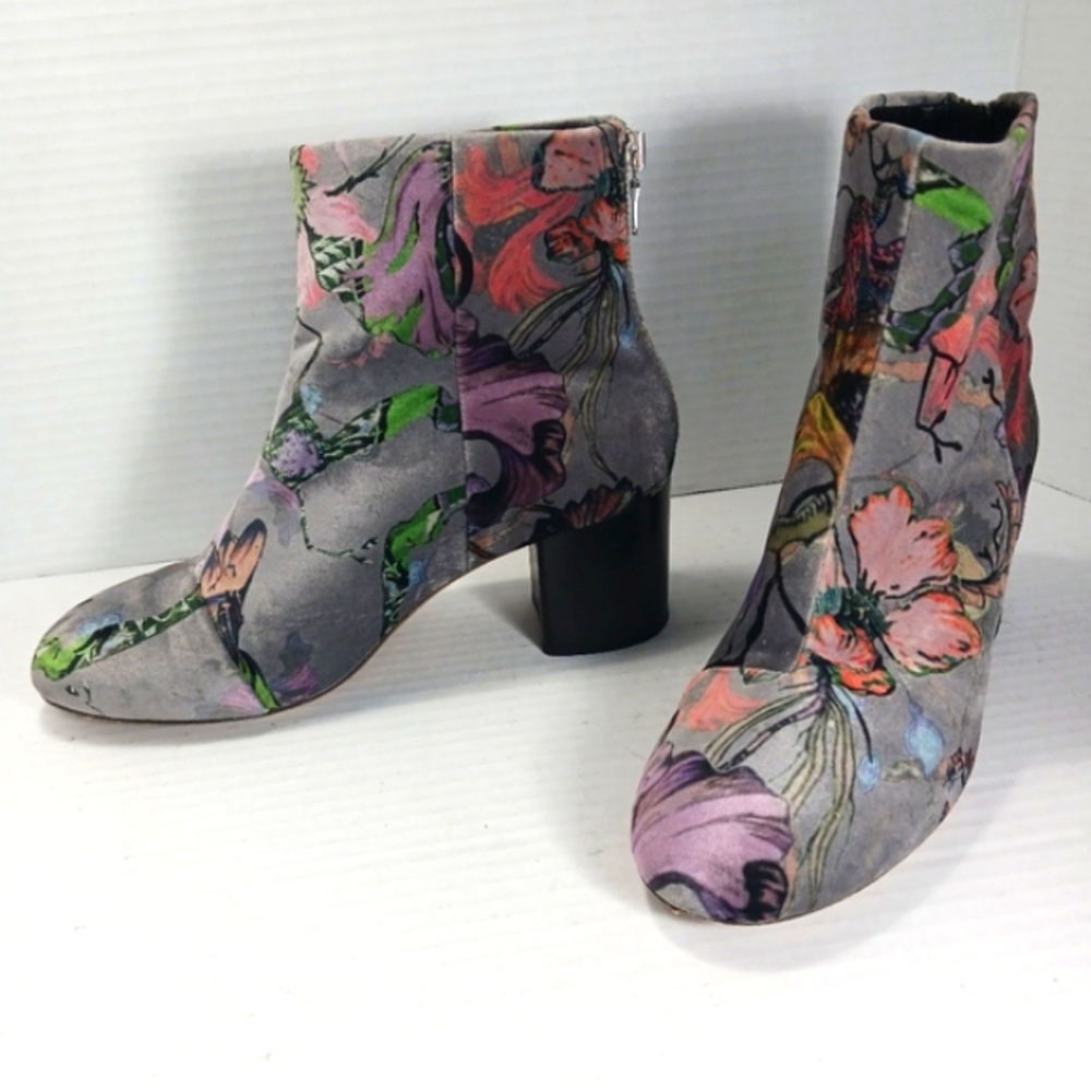 RAG & BONE Drea Floral Velvet Print Back Zip Block Heel Ankle Boots EUC Sz 36 - Picture 8 of 16
